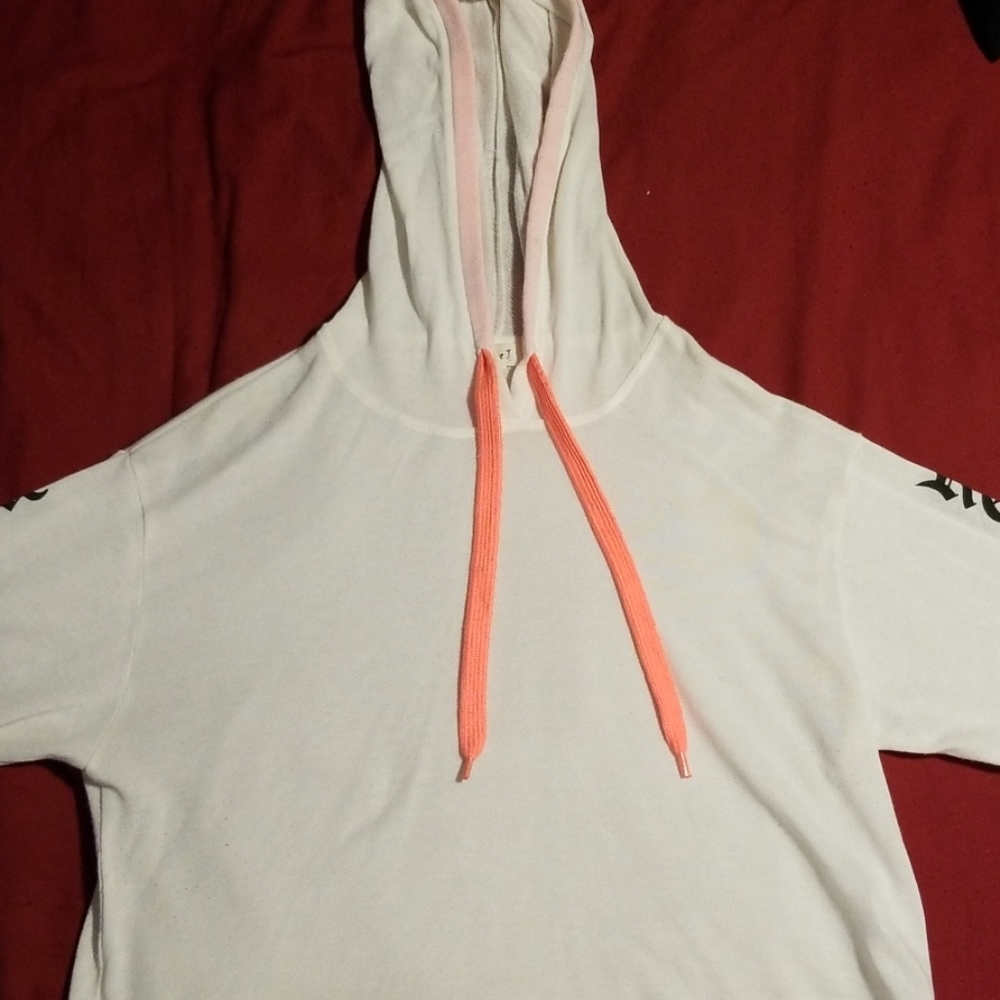 White Crop top hoodie